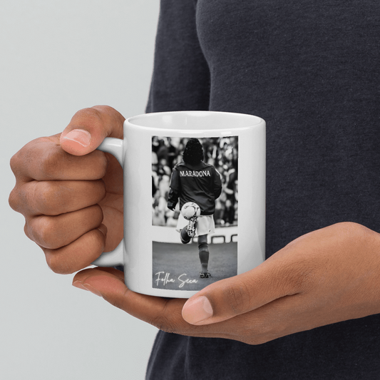 Taza blanca brillante Maradona